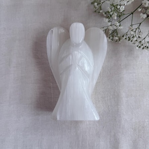5” Selenite Crystal Angel Figurine - Home Altar - Guardian Angel