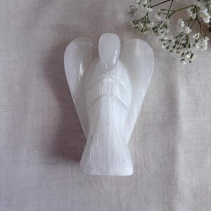 5” Selenite Crystal Angel Figurine - Home Altar - Guardian Angel - Spiritual Gift