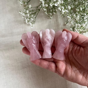 2” Rose Quartz Angel - Guardian Angel Figurine - Support Protection - Christmas Gift