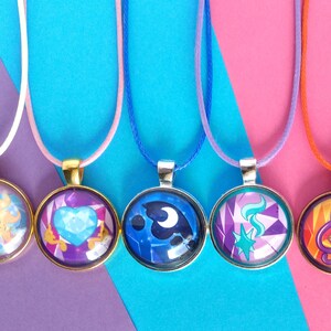 My Little Pony Necklace, Princesses, Sirens, Starlight Glimmer, Equestria Girls Geodes, 1 Inch round pendant, customizable, cabochon glass