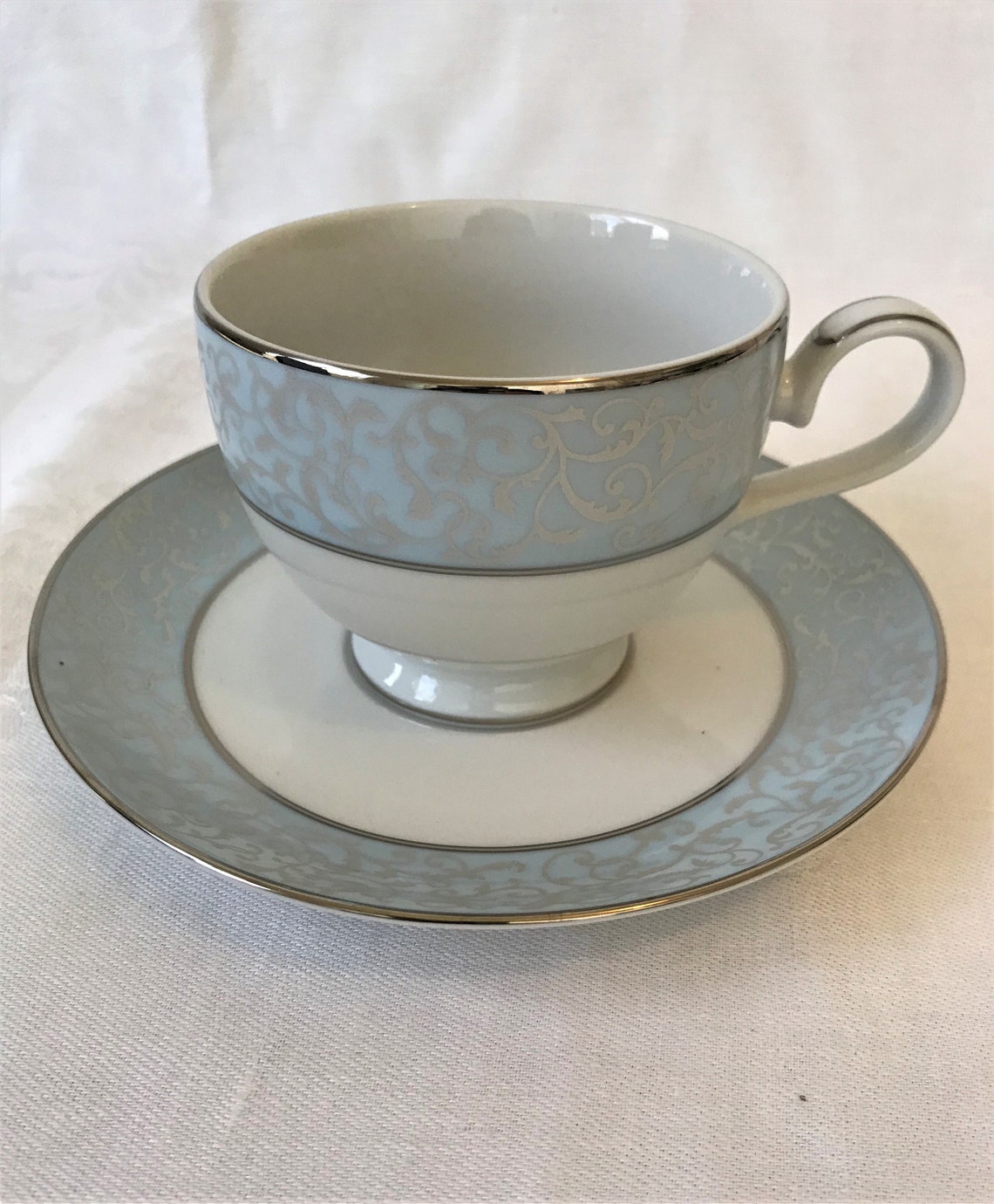 Mikasa Parchment Blue Cup & Saucer Discontinued Pattern Etsy