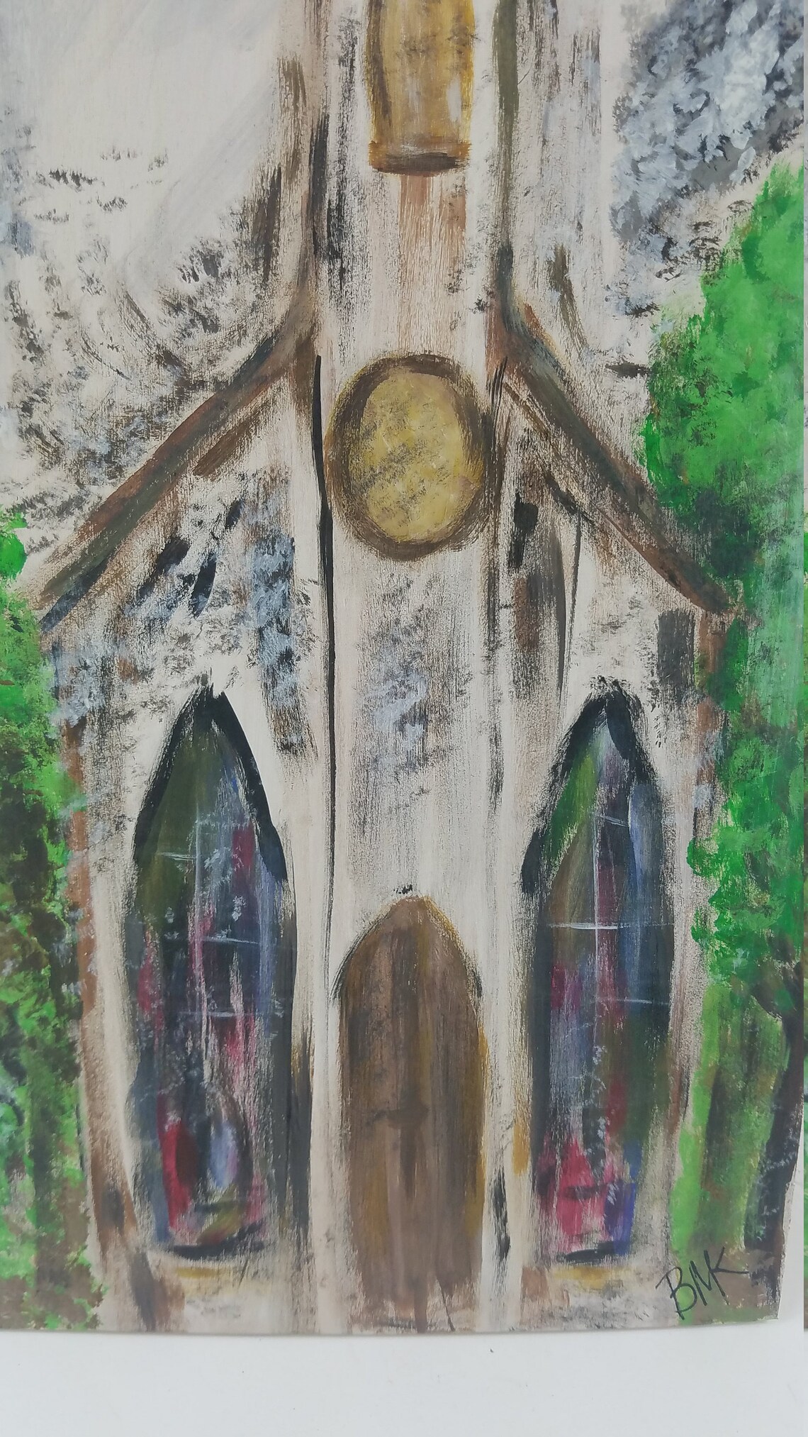 White Church Painting Original Hand Painting Abstract Art | Etsy