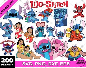 リロ＆スティッチ SVG バンドル | 200 種類のキュートなレイヤード SVG