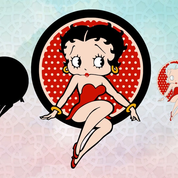 American Girl Betty SVG, archivo de corte Boop de lunares rojos, corte asy, capas por color, Betty Png, Boop svg Descarga instantánea