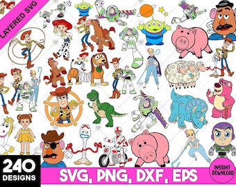 Toy Story SVG PNG DXF Clipart Bundle | Woody Buzz Forky Digital Files