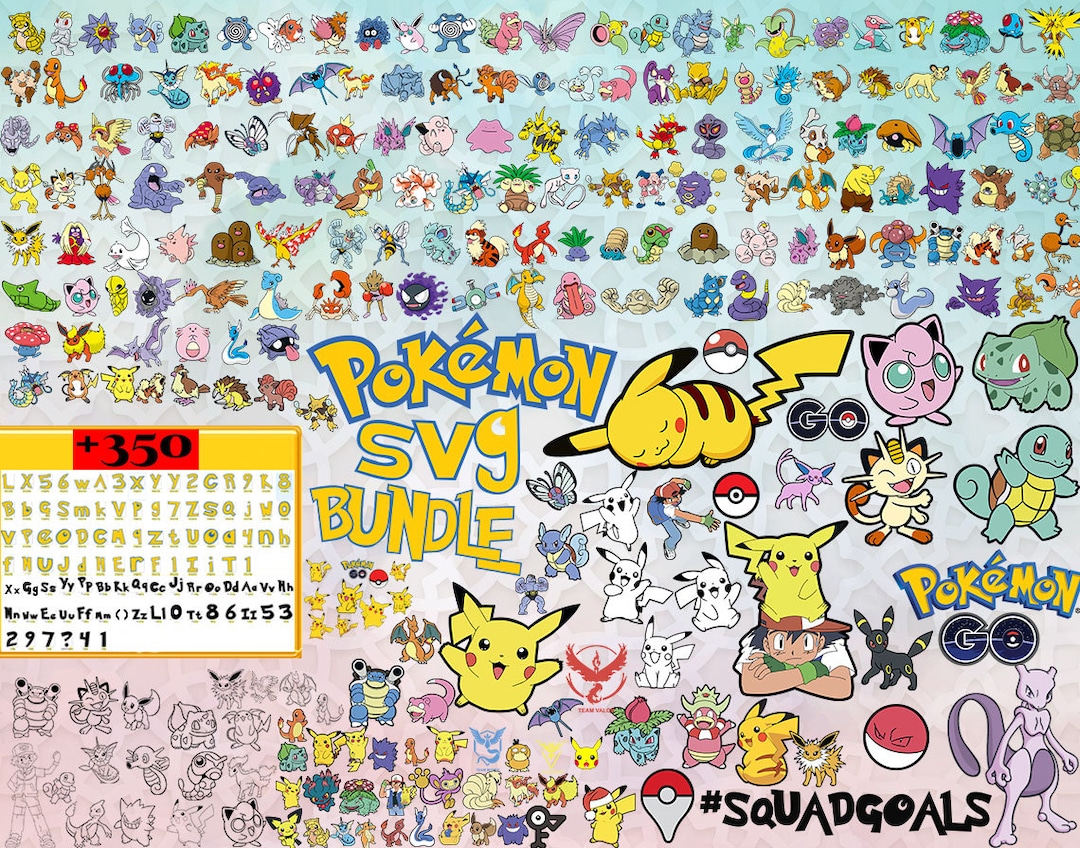 Pokemon Svg Bundle, 350 Pokemon Svg Files, Pokemon Clipart, Pikachu Svg