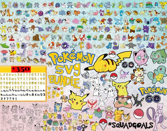 Pokemon Svg bundle, 350+ Pokemon svg files, Pokemon Clipart, Pikachu svg, Pokemon layered SVG Bundle, Pikachu Charizard Togepi Chansey svg