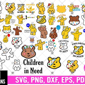 Paquete Svg para niños necesitados, Niños necesitados, Oso Pudsey, Día de la Nariz Roja, SVG de crianza benéfica, Niños necesitados Svg Png, Oso Pudsey Svg Png