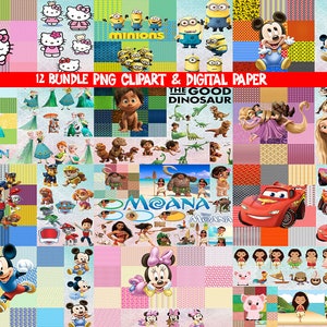 Digital Paper Bundle, Cartoon Clipart Bundle, Scrapbook Papiere, Tapete, Hintergrund, Polka Dots, Chevron, digitale Papiere maximale Qualität