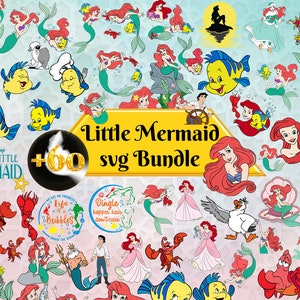 Bundle couches petite sirène SVG, Clipart Ariel, petite sirène Png, princesse Png svg png dxf eps téléchargement numérique instantané
