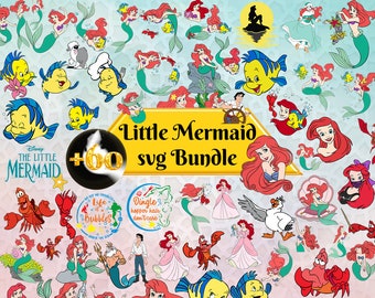 Layered Little Mermaid SVG bundle, Ariel Clipart, Little mermaid Png, Princess Png svg png dxf eps Instant Digital Download