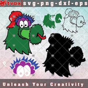 May include: A collection of digital graphics featuring a green monster with a red baseball cap, a green leafy design, and a black silhouette. The graphics include the text "Unleash Your Creativity" and "artvax svg-png-dxf-eps".