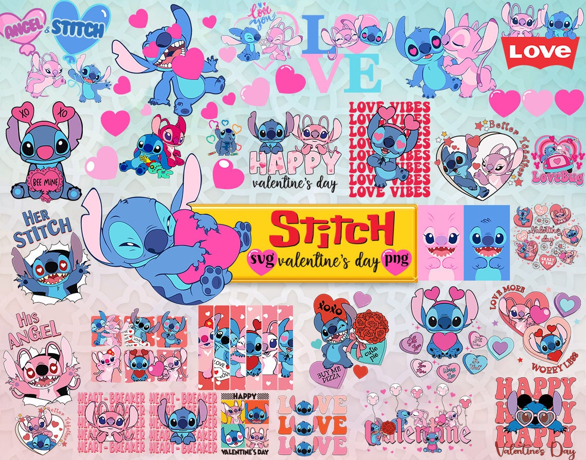 Cahier de texte école Stitch Angel Love Heart pink