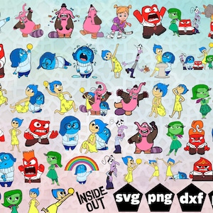 Diseños en capas SVG de InsideOut, cumpleaños de InsideOut, alfabeto de adentro hacia afuera, alegría, tristeza, ira, disgusto y miedo svg, paquete SVG en capas