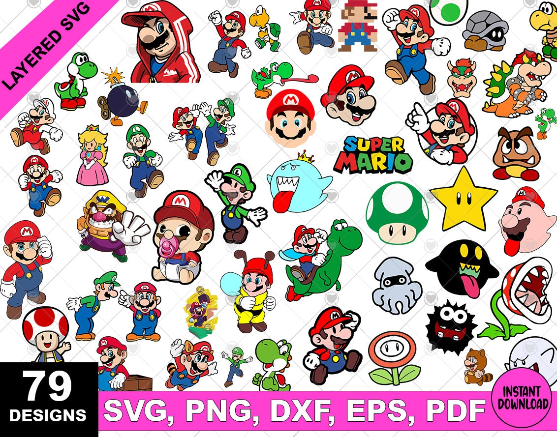 Super Mario Svg Clipart Bundle Mario Christmas SVG Cut Files - Etsy