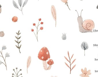 Mushrooms and Snails Fitted Crib Sheet, Boho Cot Sheet, Baby