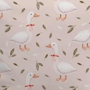 Geese on Beige Cotton Fabric, Neutral Nursery Fabric, Premium Textile, Cloth For Baby, The Highest Quality