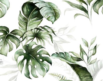 Monstera and Banana Leaves Fitted Crib Sheet, Boho Cot Sheet, Baby Bedding, Nursery Cotton Crib Sheet