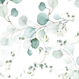 Eucalyptus Leaves Cotton Fabric, Floral Nature Nursery Fabric, Premium Textile, High Quality