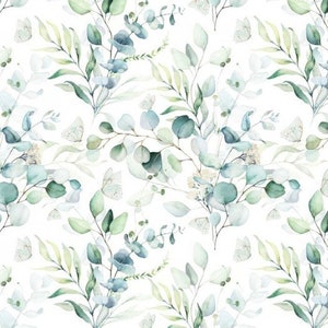 Butterfly Cotton Fabric, Eucalyptus Leaves Fabric, Floral Nature Nursery Fabric, Premium 100% Cotton, OEKO-TEX