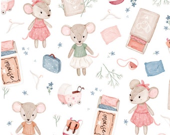 Winziger Maus-Baumwollstoff, Mäuse-Kinderzimmerstoff, Premiumtextil, Tuch für Baby, höchste Qualität