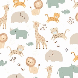 Tessuto di cotone con animali selvatici, tessuto per cameretta dei bambini della giungla, tessuto di alta qualità, cotone unisex