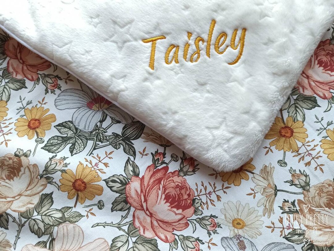 Create Your Own Blanket, Vintage Floral Baby Blanket, Personalized Baby