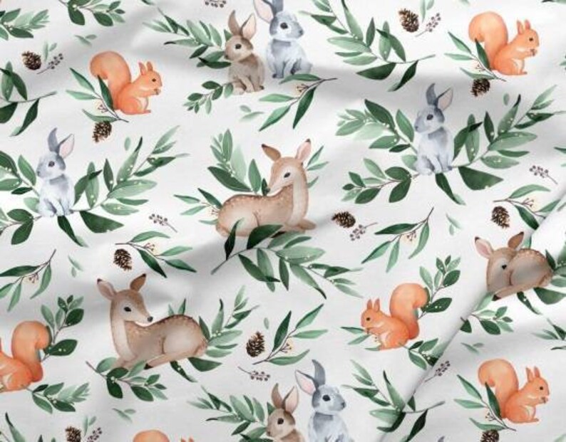 Woodland Cotton Fabric Forest Nursery Fabric Premium Etsy