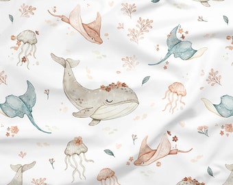 Créez votre propre couverture, couverture personnalisée pour bébé avec animaux de l’océan, couverture de nom de fille, cadeau de baby shower, poisson arc-en-ciel, océan