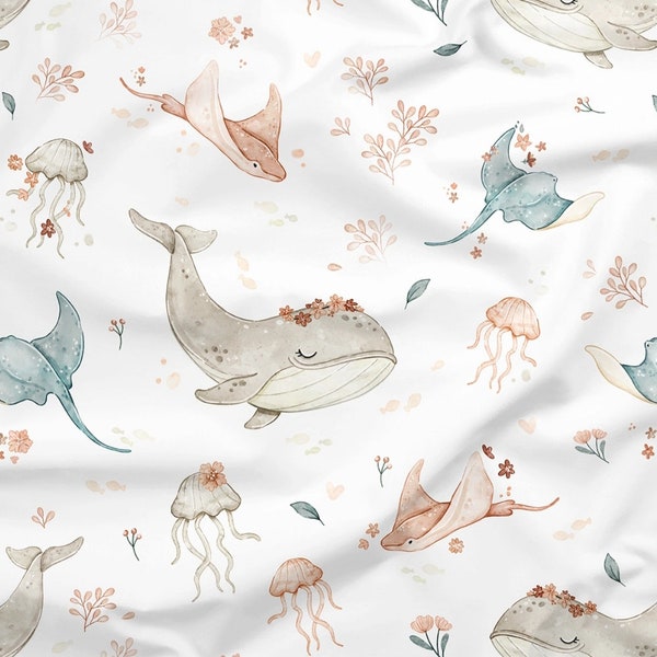 Créez votre propre couverture, couverture personnalisée pour bébé avec animaux de l’océan, couverture de nom de fille, cadeau de baby shower, poisson arc-en-ciel, océan