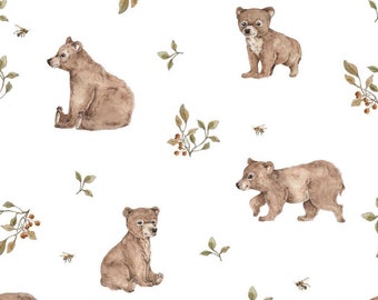 Little Teddy Bears Cotton Fabric, Nursery Fabric, Premium Textile, Cloth For Baby, The Highest Quality