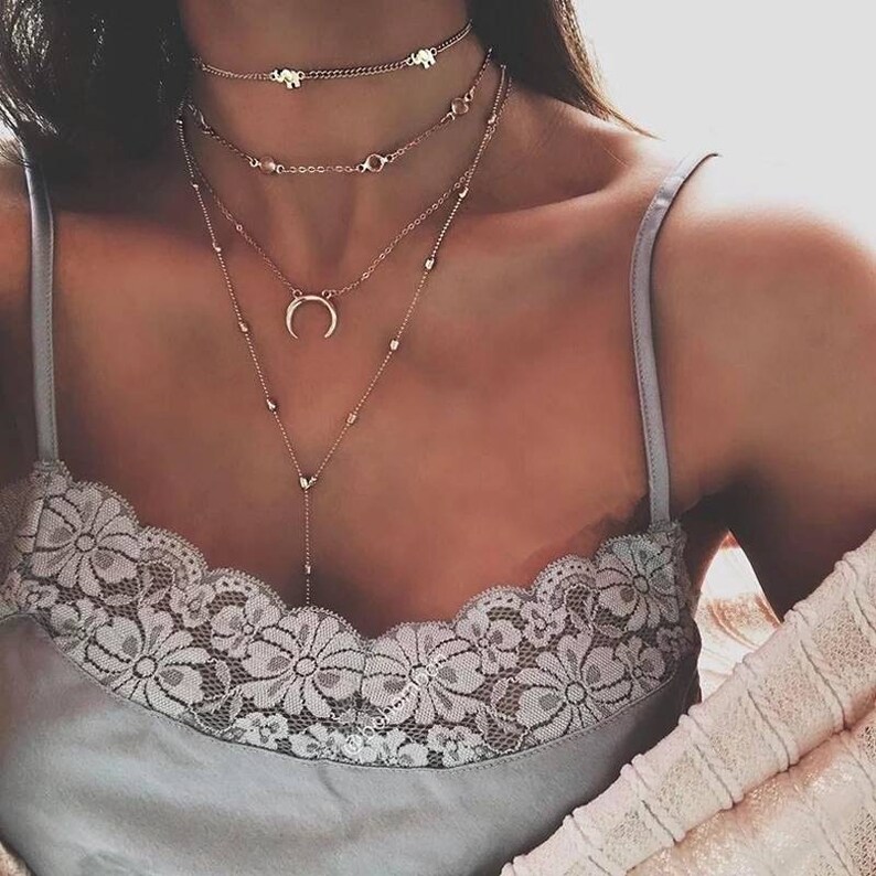 Boh\u00e8mio Multi-layered Moon necklace