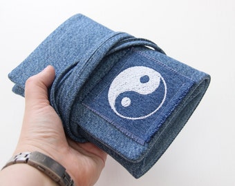 Denim Tarot Bag with Yin Yang Embroidery
