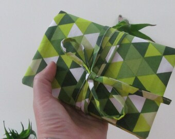 Geometric Green Triangle Tarot Bag, Cotton Tarot Wrap