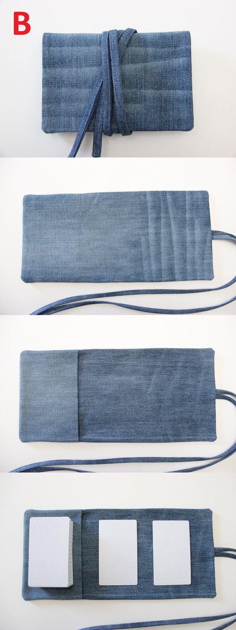 Puede incluir: Una bolsa de lona azul con cierre de solapa y una correa larga. La bolsa est&aacute; abierta para revelar tres compartimentos rectangulares blancos.