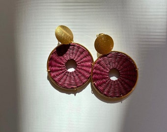 Statement Earrings XL Earrings Gold Plated Earrings wine color Earrings Dakota Collection