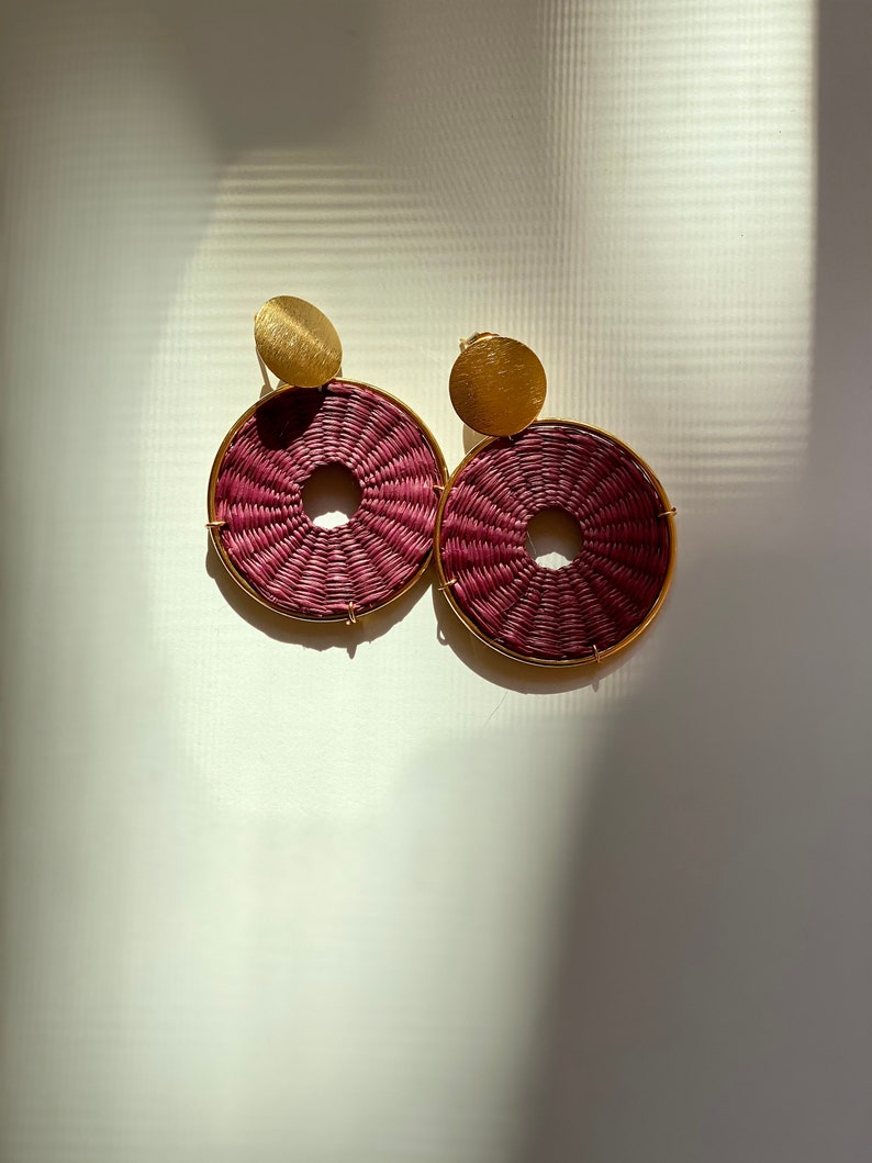 Statement Earrings XL Earrings Gold Plated Earrings wine color Earrings Dakota Collection