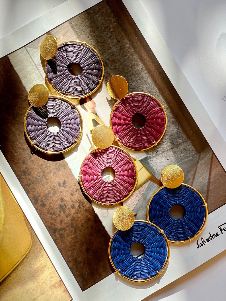 Statement Earrings XL Earrings Gold Plated Earrings wine color Earrings Dakota Collection