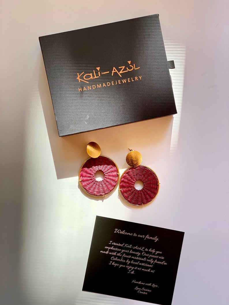 Statement Earrings XL Earrings Gold Plated Earrings wine color Earrings Dakota Collection