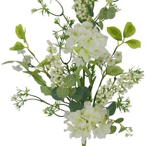 Hydrangea White Berry Spray 30”, White Floral and Berry Vase Filler, Wreath Embellishment Supply, Floral Supply, Wedding Bouquets 62296