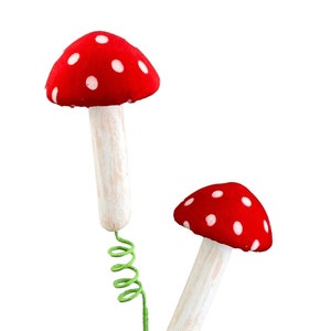 Mushroom Red Polkadot Spray 22&quot;, Valentine, Easter or Spring Wreath Embellishment, 63249RD