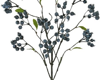 Blue Berries Spray 24”, Blueberry Branch Stem, Wreath Embellishment Supply, Floral Supply, Artificial Fruit Pick 61133