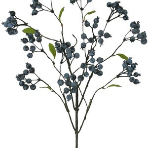 Blue Berries Spray 24”, Blueberry Branch Stem, Wreath Embellishment Supply, Floral Supply, Artificial Fruit Pick 61133