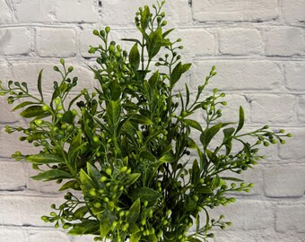 Greenery Plastic Leaf Bush – 7 Stems | Greenery Filler for Wreaths
