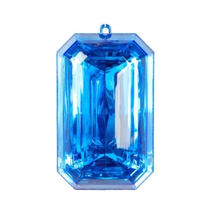 Gem Ornament Blue Acrylic Emerald Cut Precious 8", Ornament, Shatterproof Christmas Ornament, Wreath Attachment or Supplies
