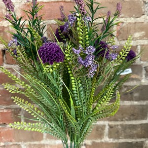 Purple Dahlia Foxtail Bush, 12 Stems, 21&quot;L, Wreath Supplies, Floral and Garden Wreath Embellishments, Blush Wedding Bouquet, 83915-PU