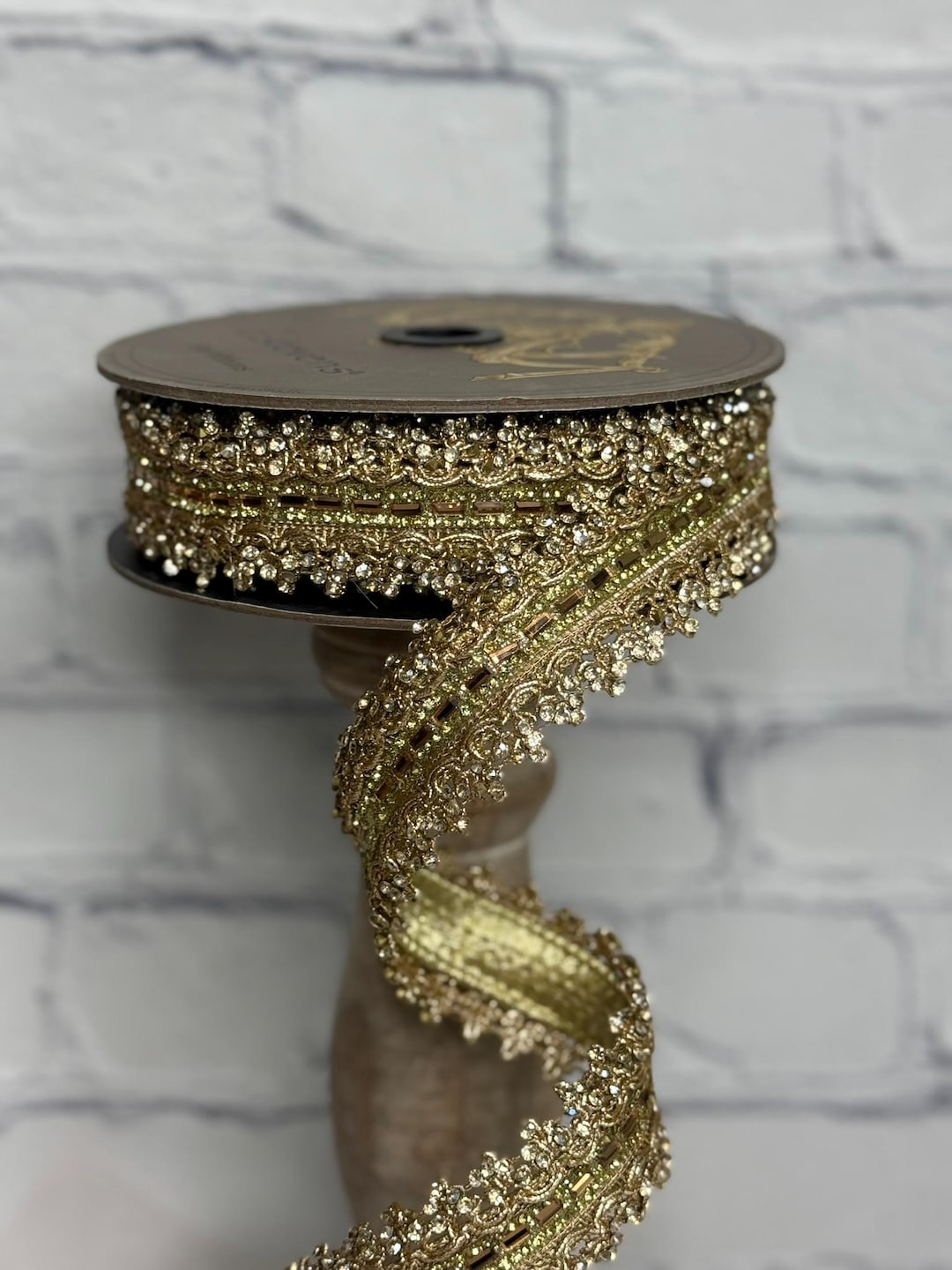 Gold Jeweled Ribbon, 1.25