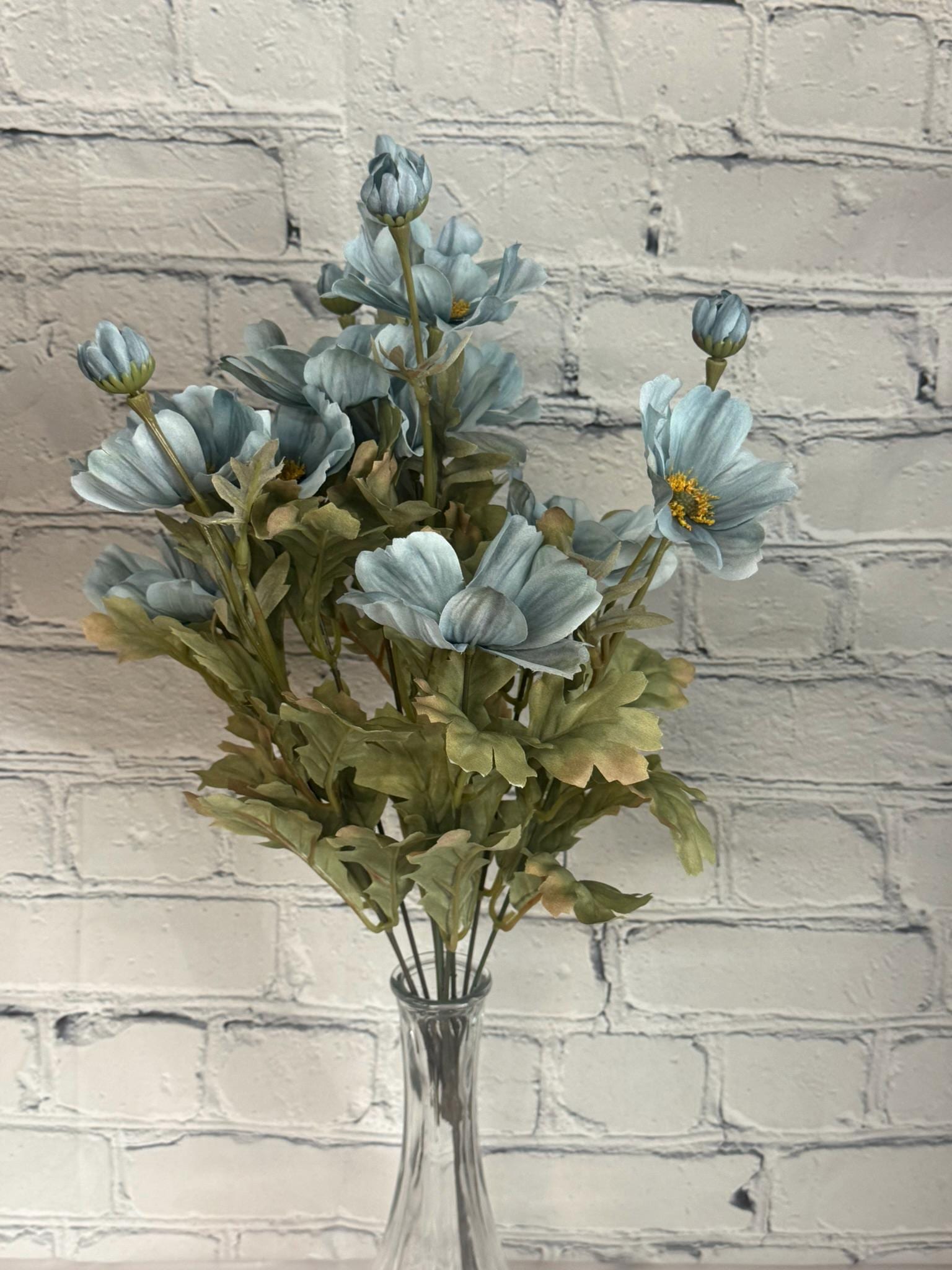 Blue Cosmos Bush X 11, 22”, Wreath Embellishment Supply, Floral
