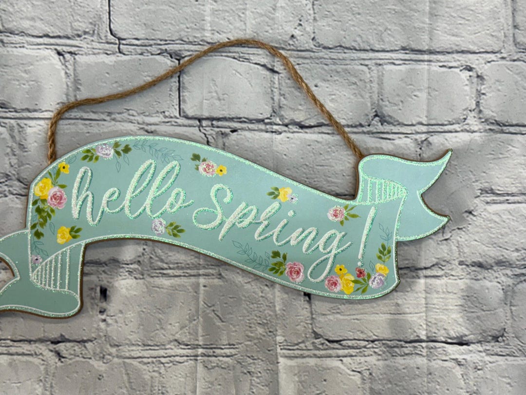 Hello Spring Sign, Spring Floral Sign, 15