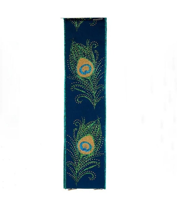 Peacock Feather Ribbon, 2.5” X 10 Yards, Peacock Theme